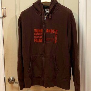 Roots Athletics Mens Size XXL 100% Cotton Vintage Zip Front Hoodie. Brown/Orange